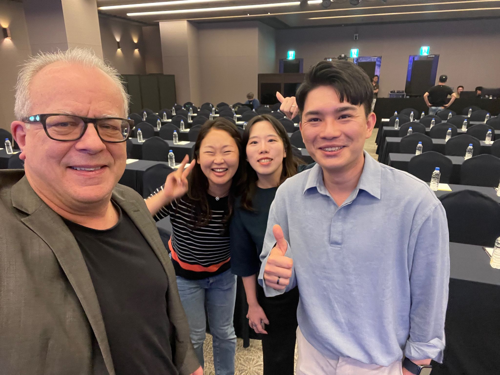Some of the team responsible for organizing DEF 2023 along with Futurist Richard Yonck in Seoul, South Korea.